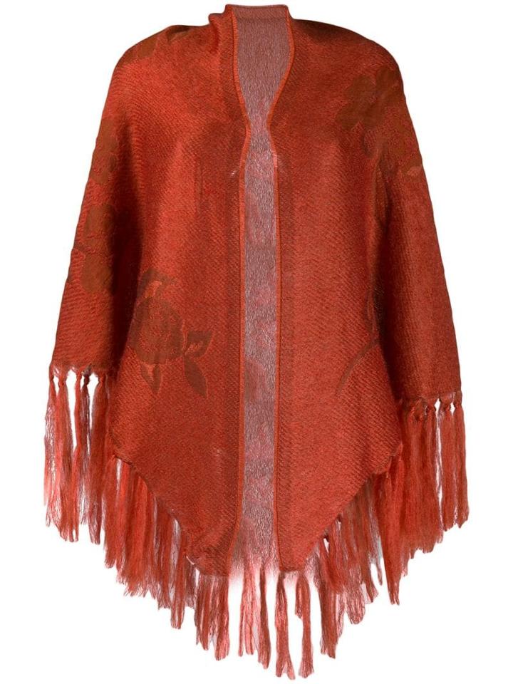 Giorgio Armani Fringed Poncho Scarf - Orange