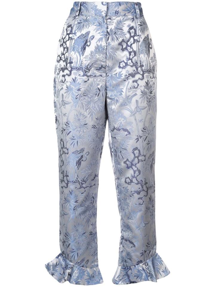 Alice Mccall Floral Print Ruffle Trousers - Blue