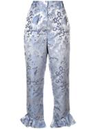 Alice Mccall Floral Print Ruffle Trousers - Blue