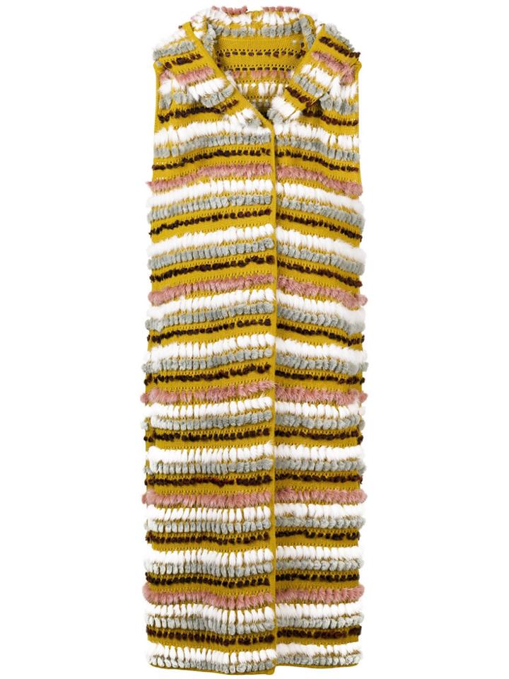 Liska Textured Stripe Vest - Yellow & Orange