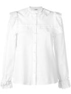 Vilshenko Scalloped Bib Shirt, Women's, Size: 10, White, Cotton