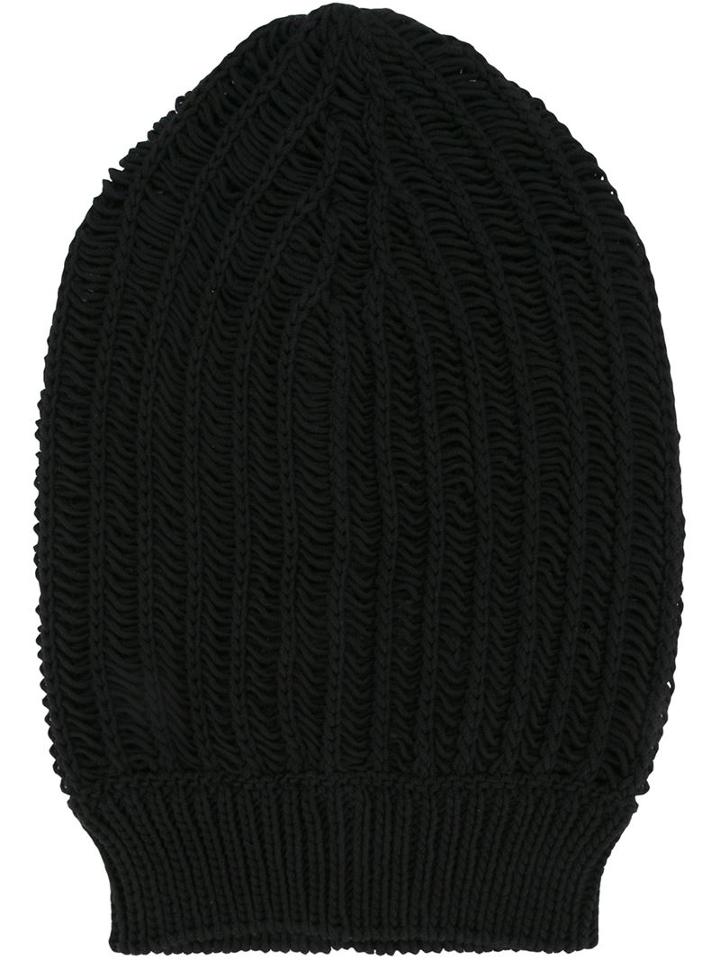 Rick Owens Slouchy Knit Beanie, Women's, Black, Cotton/polyamide
