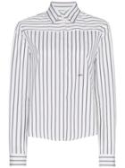 Off-white Stripe Floral Print Long Sleeve Shirt - Black