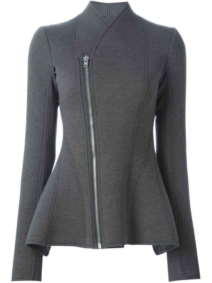 Rick Owens Lilies Fitted Zipped Peplum Jacket, Women's, Size: 44, Grey, Polyamide/polyurethane/viscose/virgin Wool