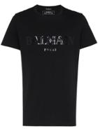 Balmain Logo Print Crew Neck Teeshirt - Black