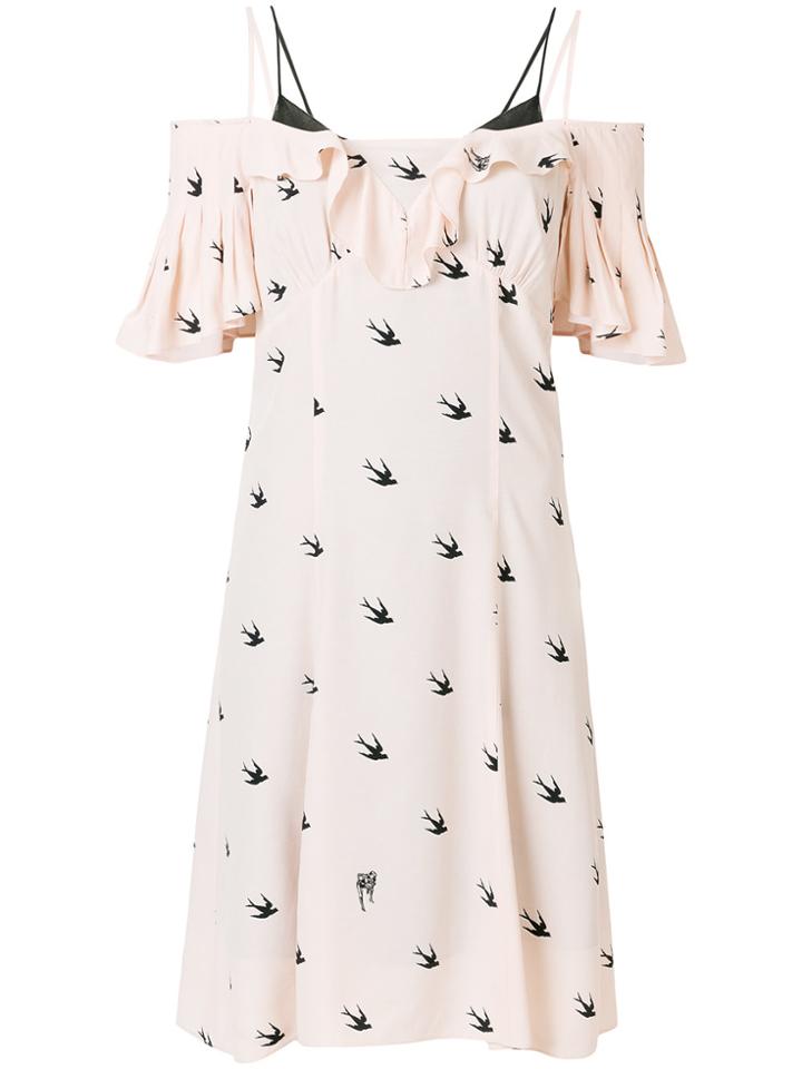 Mcq Alexander Mcqueen Swallow Print Dress - Nude & Neutrals