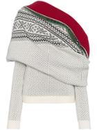 Y / Project Logo Knit Off The Shoulder Sweater - White