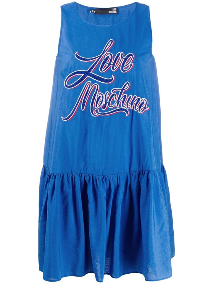Love Moschino Logo Embroidered Dress - Blue