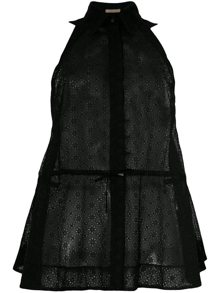 Alaïa Vintage Sheer Drawstring Sleeveless Shirt - Black