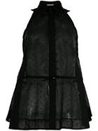 Alaïa Vintage Sheer Drawstring Sleeveless Shirt - Black