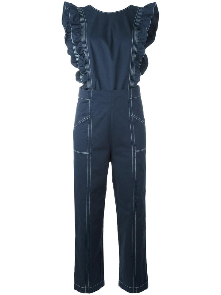 Ganni Cuban Jumpsuit, Women's, Size: 38, Blue, Cotton