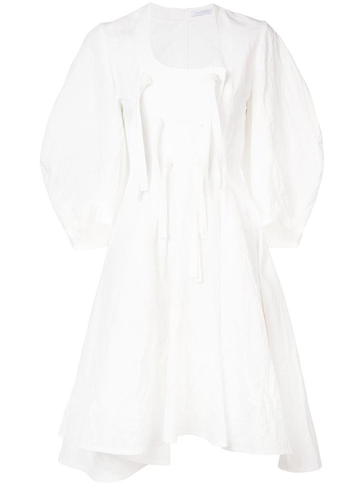 J.w.anderson - Flared Tie Detail Dress - Women - Cotton/linen/flax - 8, White, Cotton/linen/flax
