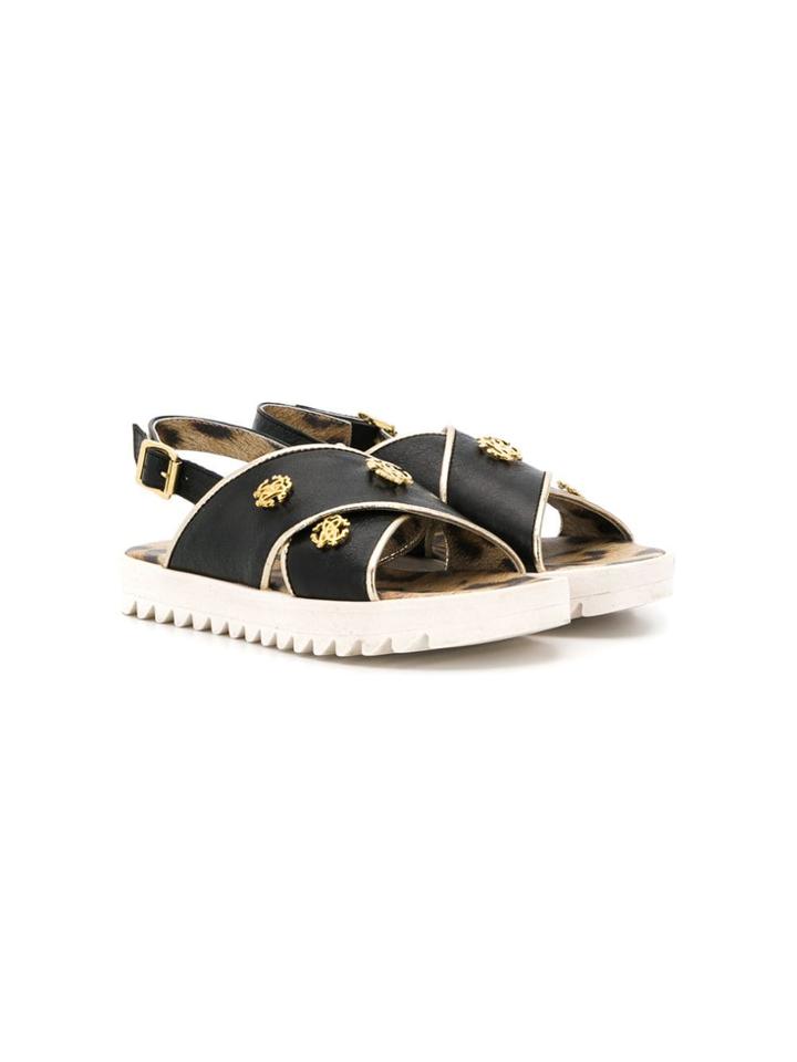 Roberto Cavalli Junior Teen Crossover Strap Sandals - Black