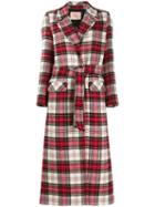 Twin-set Checked Single Breasted Coat - Red