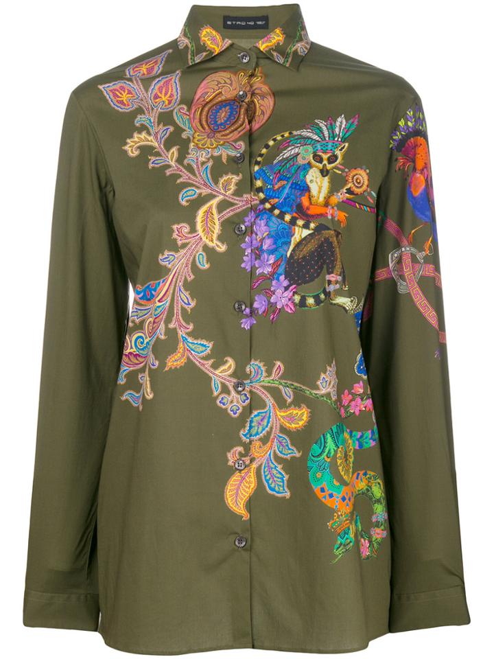 Etro Lemur Print Shirt - Green