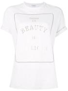 Brunello Cucinelli High Shine Text Print T-shirt, Women's, Size: Large, White, Cotton/spandex/elastane