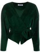 Batsheva Velvet Wrap Cropped Blazer - Green