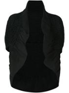 Issey Miyake Open Front Ruffled Jacket, Women's, Size: 2, Black, Polyester
