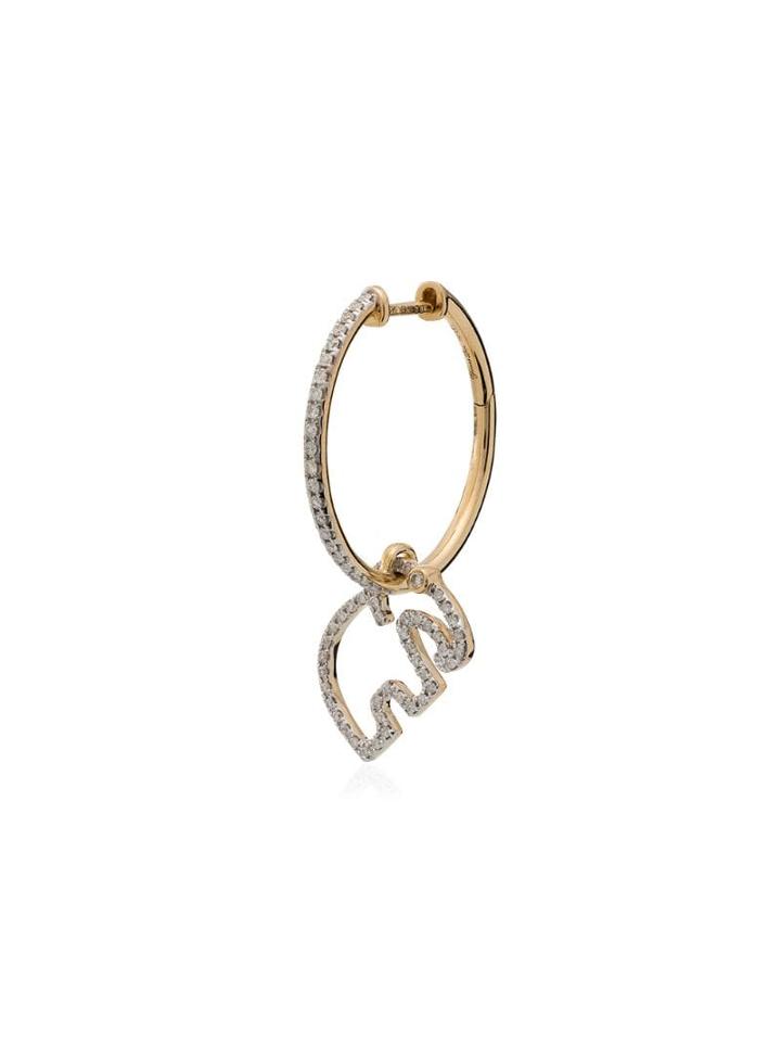 Yvonne Léon 18k Yellow Gold And Diamond Elephant Hoop Earring -