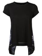 Sacai Tribal Lace Open Back T-shirt, Women's, Size: 2, Black, Linen/flax/polyester