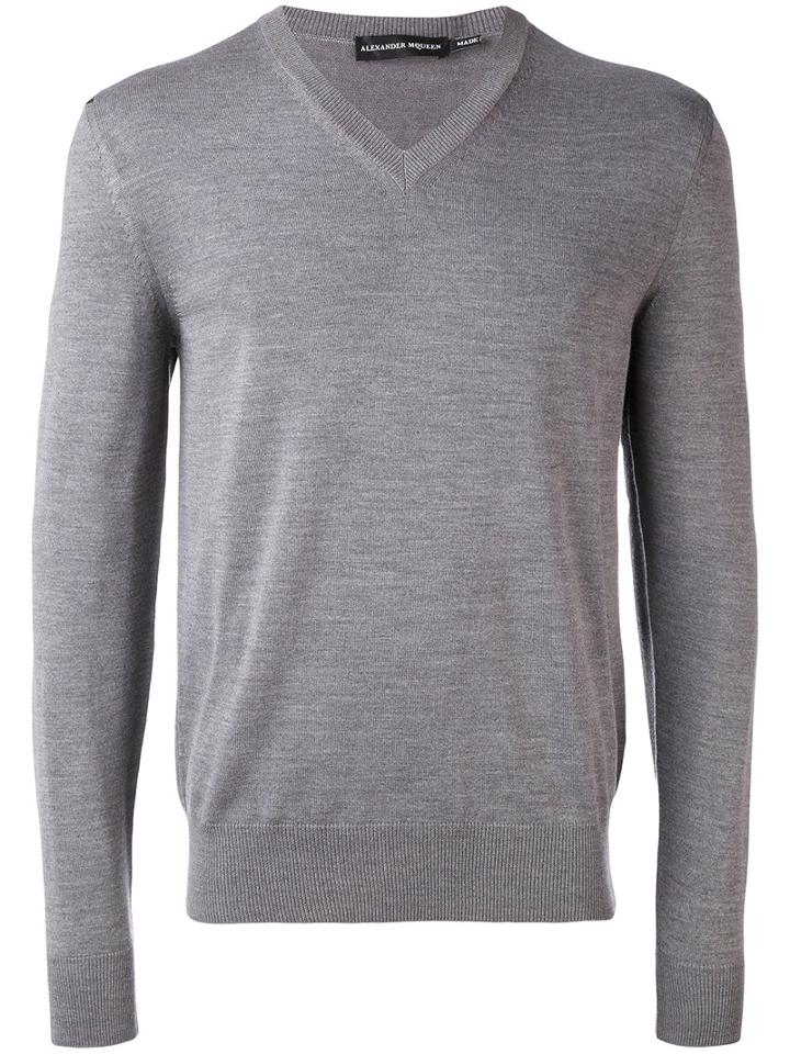 Alexander Mcqueen - Skull Insert Jumper - Men - Wool - L, Grey, Wool