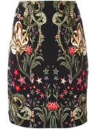 Roberto Cavalli Floral Print Skirt, Women's, Size: 42, Black, Viscose/spandex/elastane
