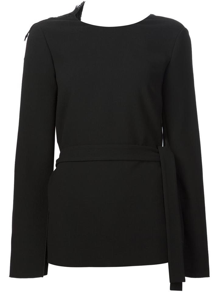 Emilio Pucci Embroidered Detail Blouse, Women's, Size: 40, Black, Virgin Wool