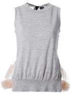 Muveil Tule Detail Tank Top, Women's, Size: 38, Grey, Nylon/polyester/polyurethane/wool
