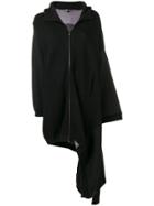 Y-3 Asymmetric Hooded Coat - Black