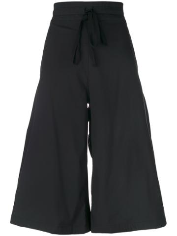 Roberts Wood Wide Leg Drawstring Shorts - Black