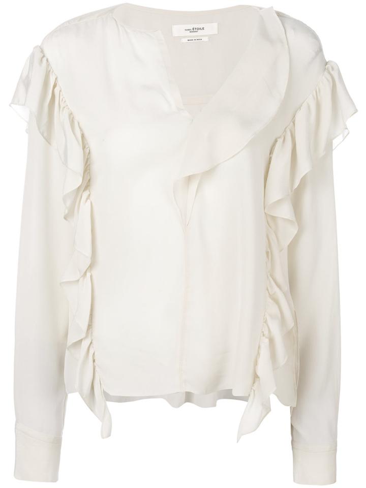 Isabel Marant Étoile - Frill Blouse - Women - Cupro - 40, Nude/neutrals, Cupro
