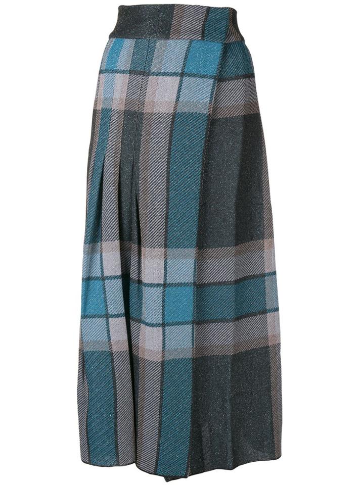 Circus Hotel Checked Long Skirt - Blue
