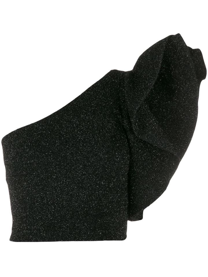 Laneus One Shoulder Ruffled Top - Black
