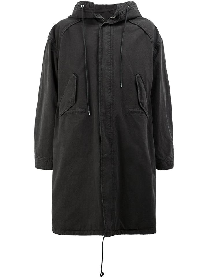 Juun.j Rear Print Military Coat - Black