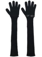 No21 - Sequinned Ribbed Gloves - Women - Cotton/virgin Wool/metal/glass - One Size, Black, Cotton/virgin Wool/metal/glass