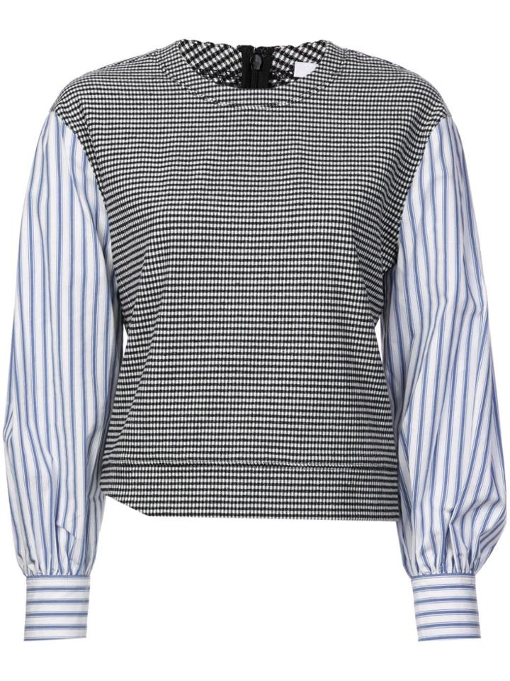 Derek Lam 10 Crosby Plaid Sweatshirt With Shirting Sleeves - Black