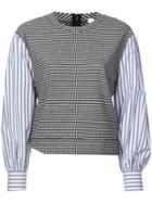 Derek Lam 10 Crosby Plaid Sweatshirt With Shirting Sleeves - Black