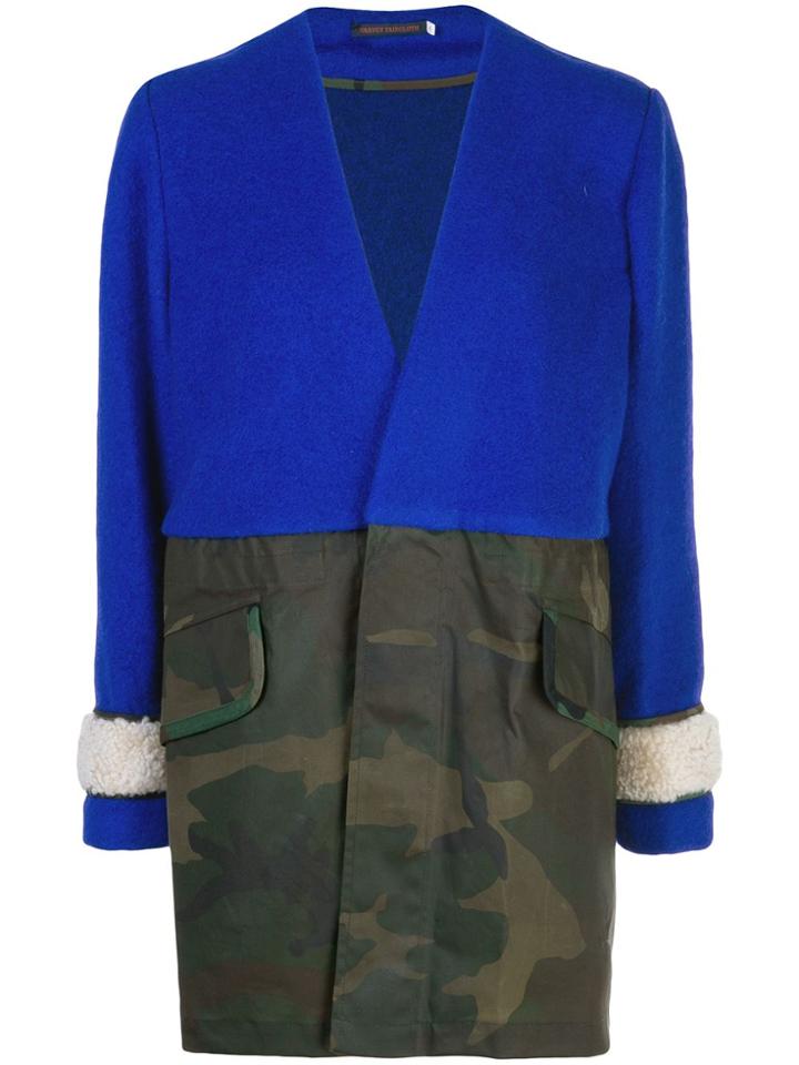 Harvey Faircloth Colour Blocked Coat - Blue