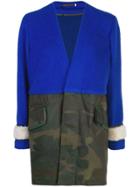 Harvey Faircloth Colour Blocked Coat - Blue