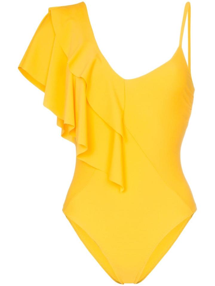 Paper London Sollier One-shoulder Ruffle Swimsuit - Yellow