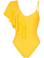 Paper London Sollier One-shoulder Ruffle Swimsuit - Yellow