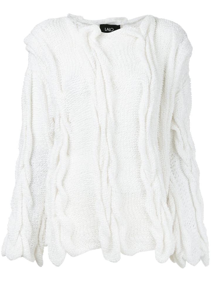 Lalo Cable Knit Sweater, Women's, Size: Small, White, Polyester