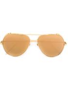 Linda Farrow '426' Aviator Sunglasses - Metallic
