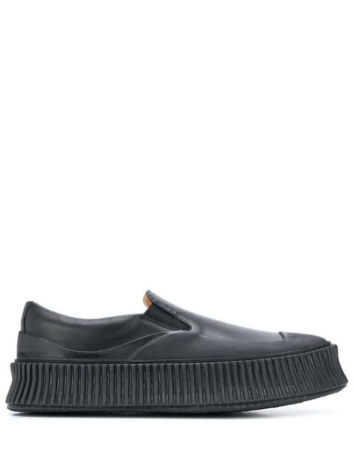 Jil Sander Chunky Ridged Sole Loafers - Black