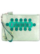 Anya Hindmarch - Embellished Clutch Bag - Women - Calf Leather - One Size, Green, Calf Leather
