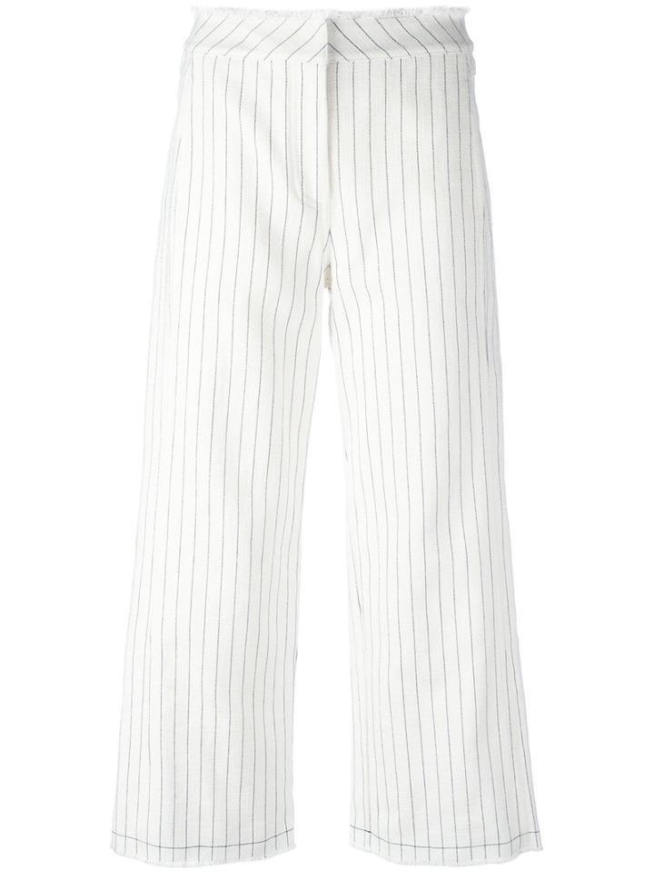 T By Alexander Wang Pinstripe Trousers, Women's, Size: 8, White, Cotton