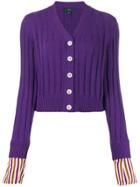 Jejia Striped Cuff Cardigan - Purple