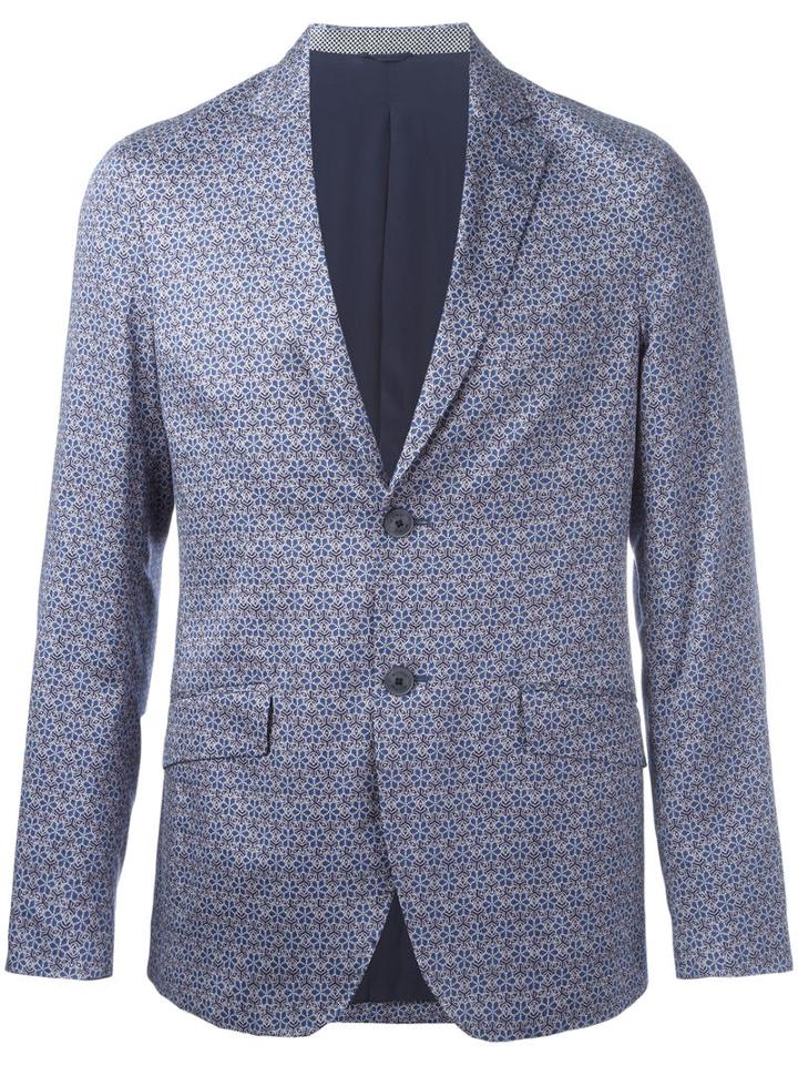 Etro Floral Print Blazer, Men's, Size: 56, Blue, Cotton/acetate/silk/cupro