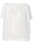 Knott Drawstring Neck Blouse - White