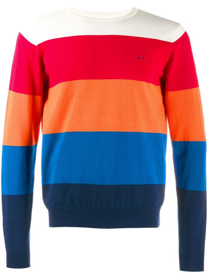 Sun 68 Block Stripes Jumper - Red